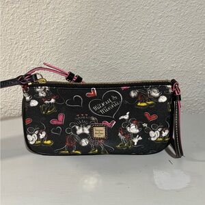 Dooney & Bourke Black Wristlet with Disney Mickey & Minnie Design